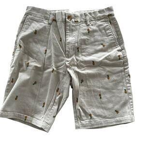 EUC Men's Old Navy Khaki Shorts Pineapples sz 30 Ultimate Slim Built in Flex